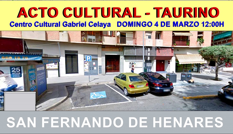 Acto cultural -taurino organizado por la Peña taurina Fernando Robleño el 4 de marzo en San Fernando de Henares.
