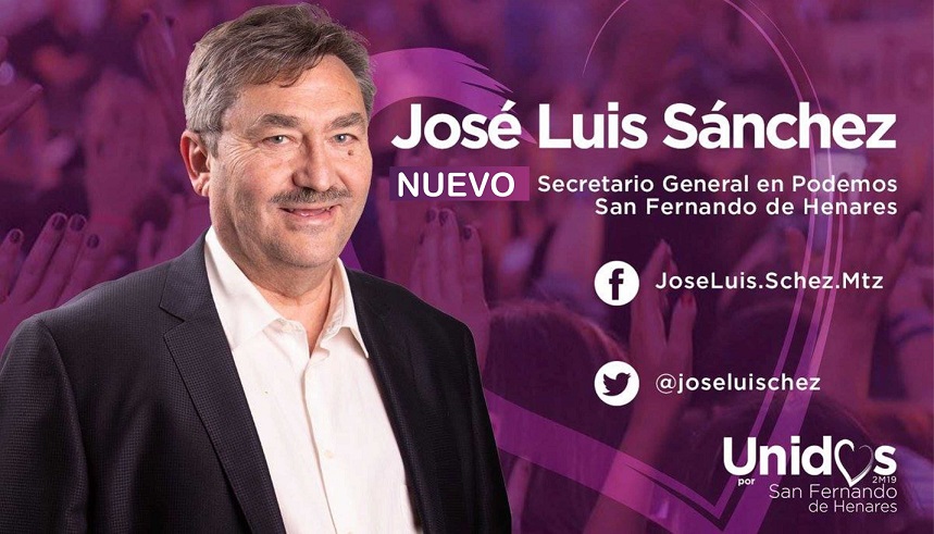 José Luis Sánchez, Vencedor en las Primarias de Podemos- San Fernando de Henares. Arrebata así la dirección de Podemos local a la Alcaldesa Catalina Rodríguez.