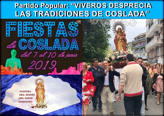 PP de Coslada denuncia: «Viveros desprecia las tradiciones de Coslada, eliminando de las Fiestas toda referencia a la Patrona.»