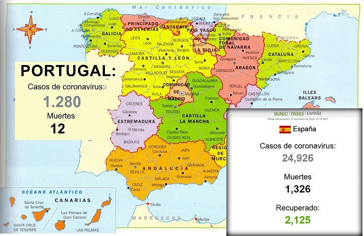 El Covid-19 |  En España registra 1.350 muertos y roza los 25.000 infectados.