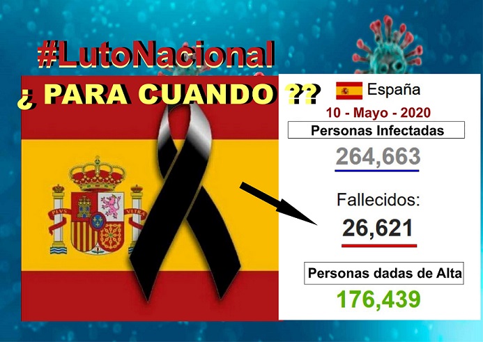Sánchez anuncia que  decretará luto Nacional y un acto de homenaje a las víctimas del coronavirus, cuando España  HAYA SUPERADO la crisis sanitaria.