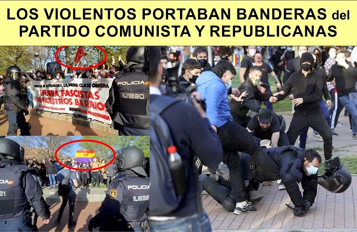 Batalla campal en Vallecas en el mitin electoral de Vox boicoteado por Comunistas radicales.