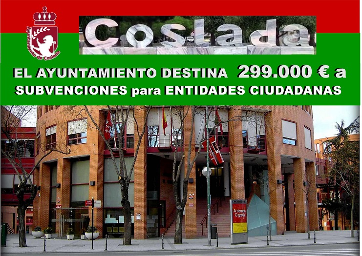 Coslada: El Ayuntamiento destina 299.000 € a SUBVENCIONES para ENTIDADES CIUDADANAS.