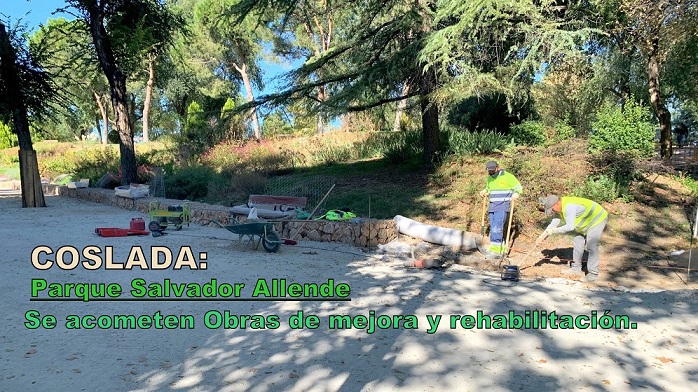 Continúan las obras de mejora y  rehabilitación en el Parque Salvador Allende  de Coslada.