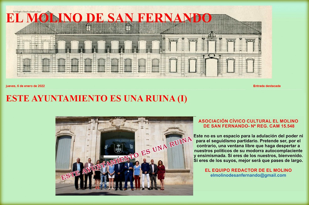 “Este ayuntamiento es una Ruina”. Así describen desde la Asociación C. C. El Molino, la situación económica del Ayto. de San Fernando de Henares.