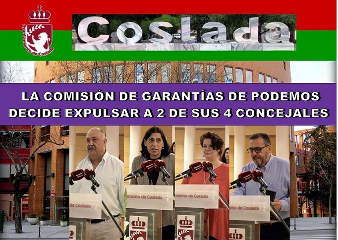 Podemos decide expulsar a DOS de sus 4 concejales en Coslada, por votar a favor de los presupuestos del Alcalde del PSOE.