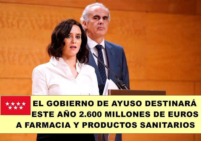 La Comunidad de Madrid destinará este año 2.600 millones de euros a farmacia y productos sanitarios.