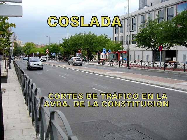 Coslada-Cortes de tráfico por las  obras en la avenida de la Constitución.