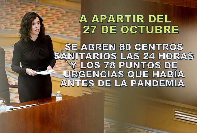 A partir del 27 de Octubre La Sanidad madrileña abrirá los 78 puntos de urgencias extrahospitalarias que había antes de la pandemia.