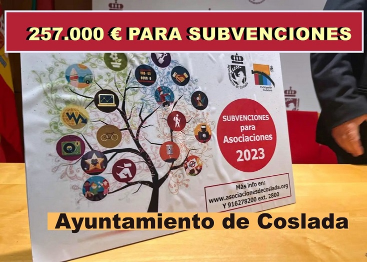 Coslada destina este año 257.000 € para subvencionar Asociaciones del municipio.