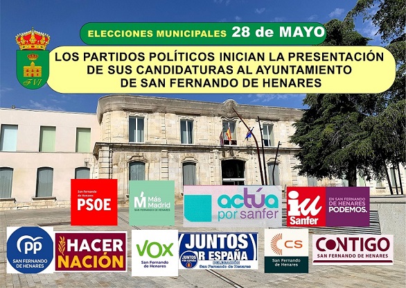 San Fernando de Henares: Hasta 9 partidos concurrirán a las elecciones municipales del 28M