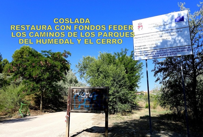 Coslada está restaurando con fondo FEDER de la UE, los caminos de los parques del Humedal y El Cerro.