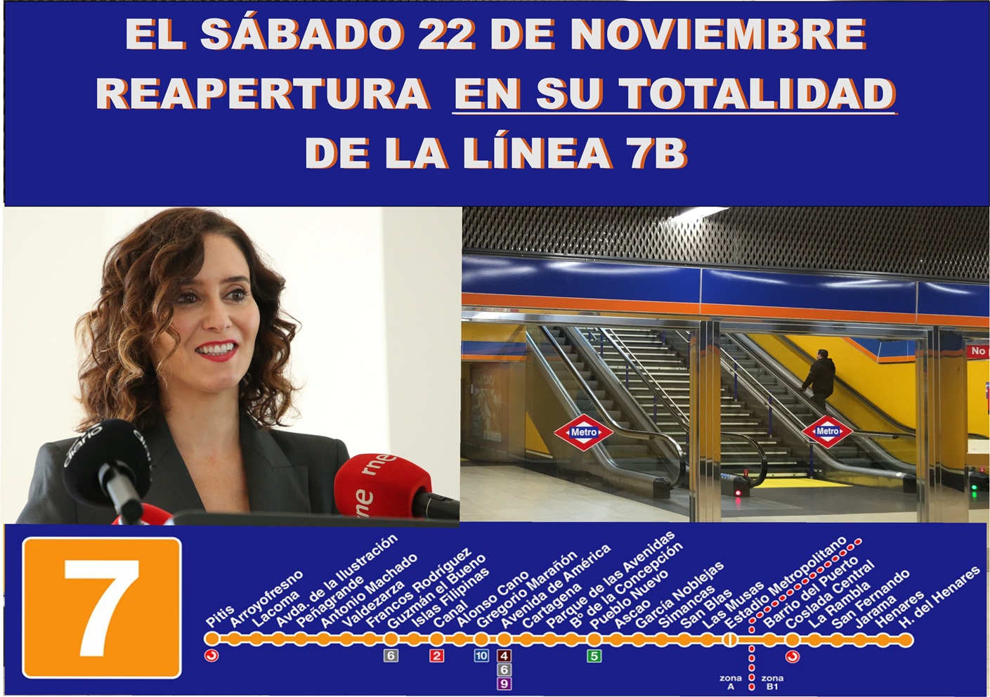 El Sábado 22 de Noviembre Reapertura en su Totalidad de la Línea 7B de Metro